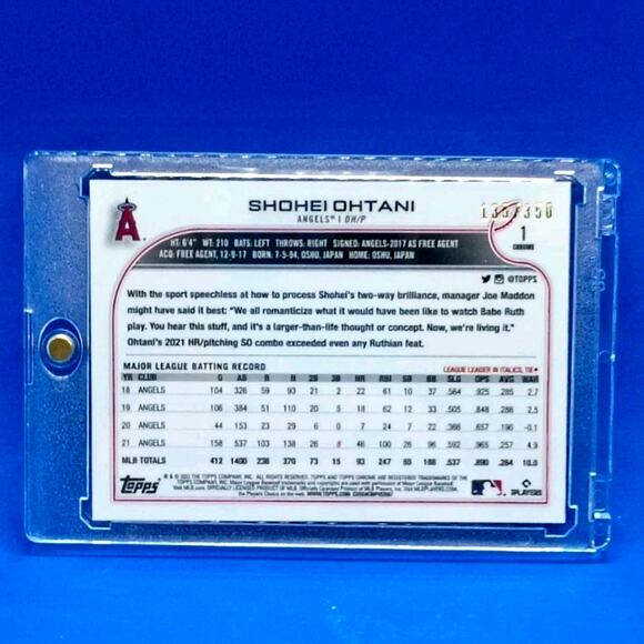 Shohei Ohtani #1 Topps Chrome Pink Speckled Foil 2022 #ed 135/350 - Picture 10 of 10